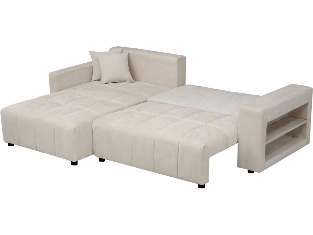 Sofá cama esquinero 3 plazas en tejido de chenilla - "Trocadero" - Beige