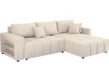 Sofá cama esquinero 3 plazas en tejido de chenilla - "Trocadero" - Beige - Beige