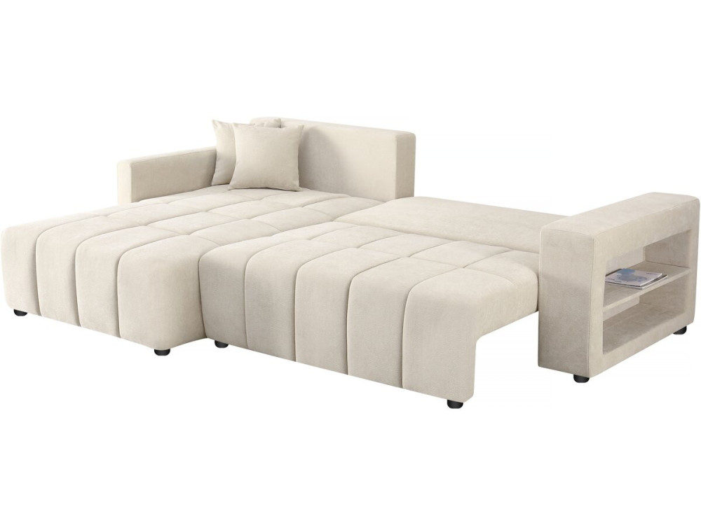 Sofá esquinero convertible de 3 plazas en tejido de chenilla - "Trocadero" - Beige