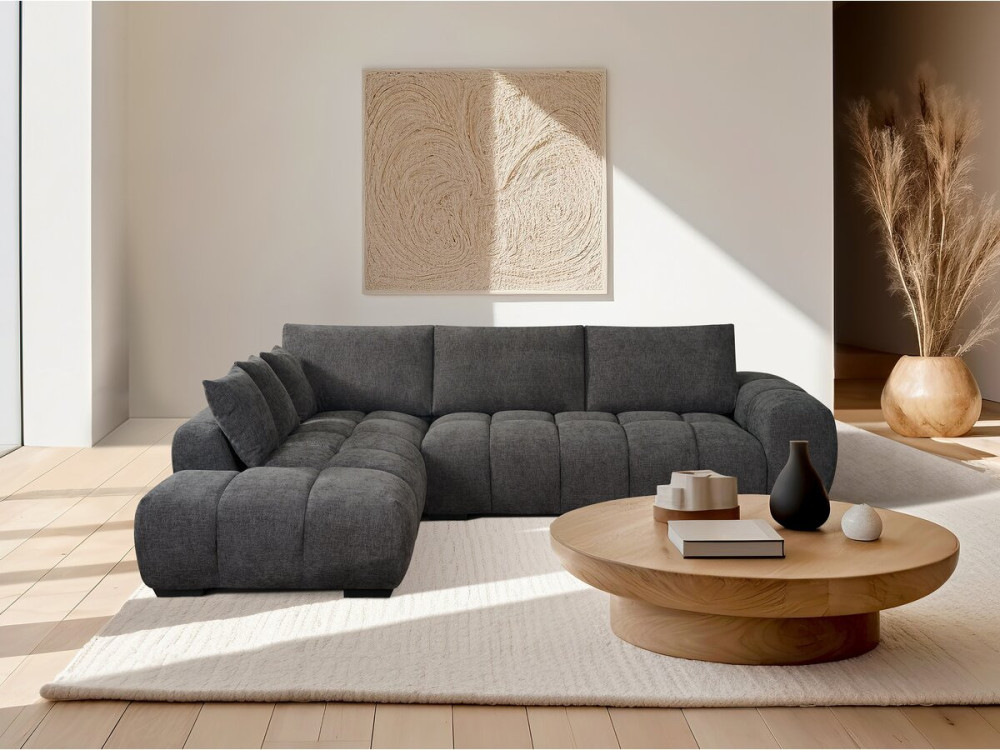 Sofá esquinero de tela “Monceau” – 3 plazas – Gris