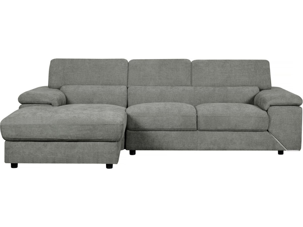 Sofá esquinero de chenilla "London" - 4 plazas - Gris -