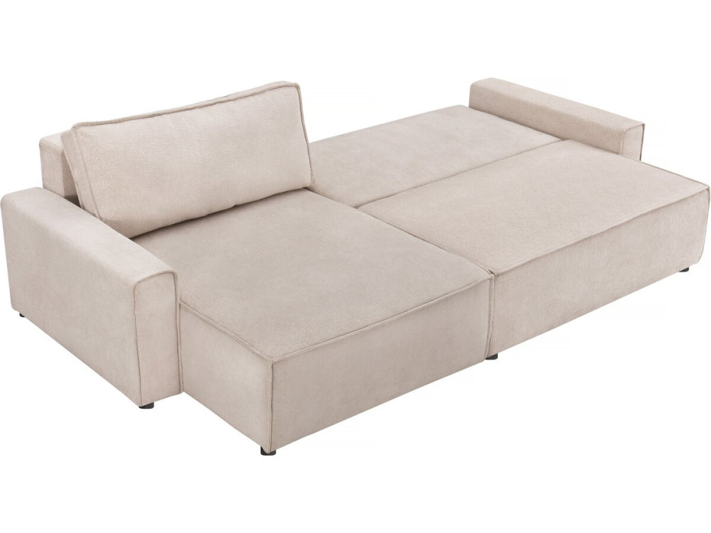 Sofá cama esquinero "Montaigne" de tela texturizada - 4 plazas - Beige