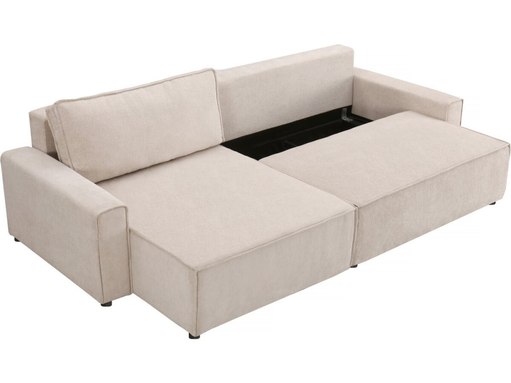Sofá cama esquinero "Montaigne" de tela texturizada - 4 plazas - Beige