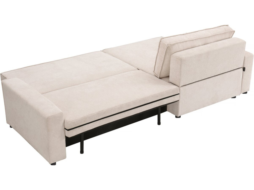 Sofá cama esquinero "Montaigne" de tela texturizada - 4 plazas - Beige
