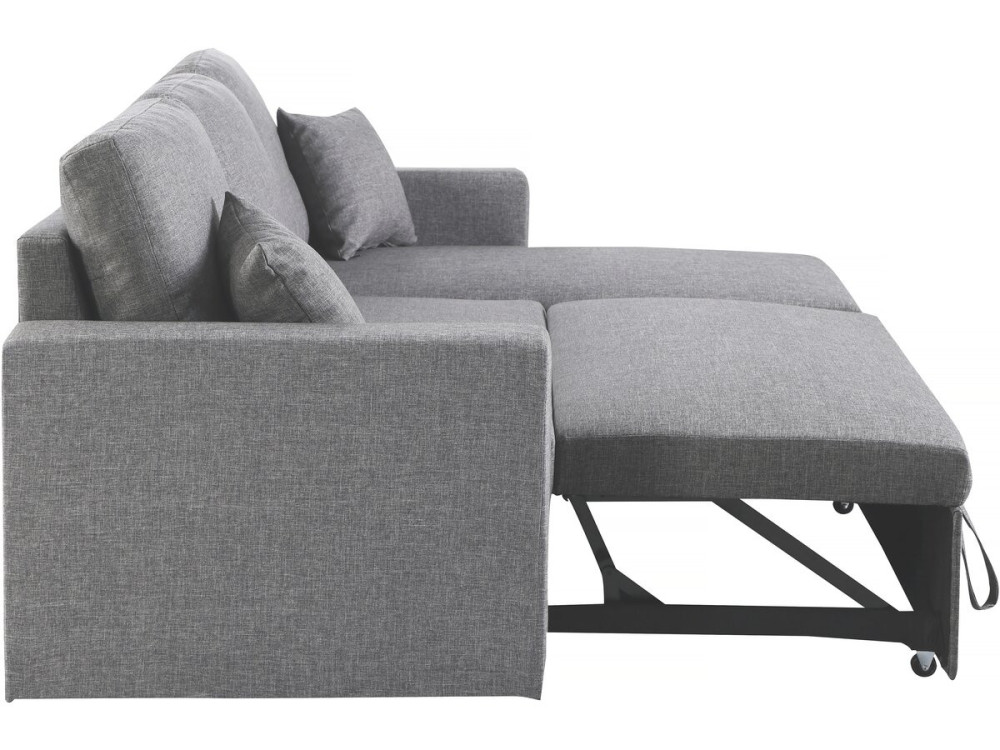Sofá esquinero convertible/reversible con cómoda "Alain II" - 3 plazas - Gris claro