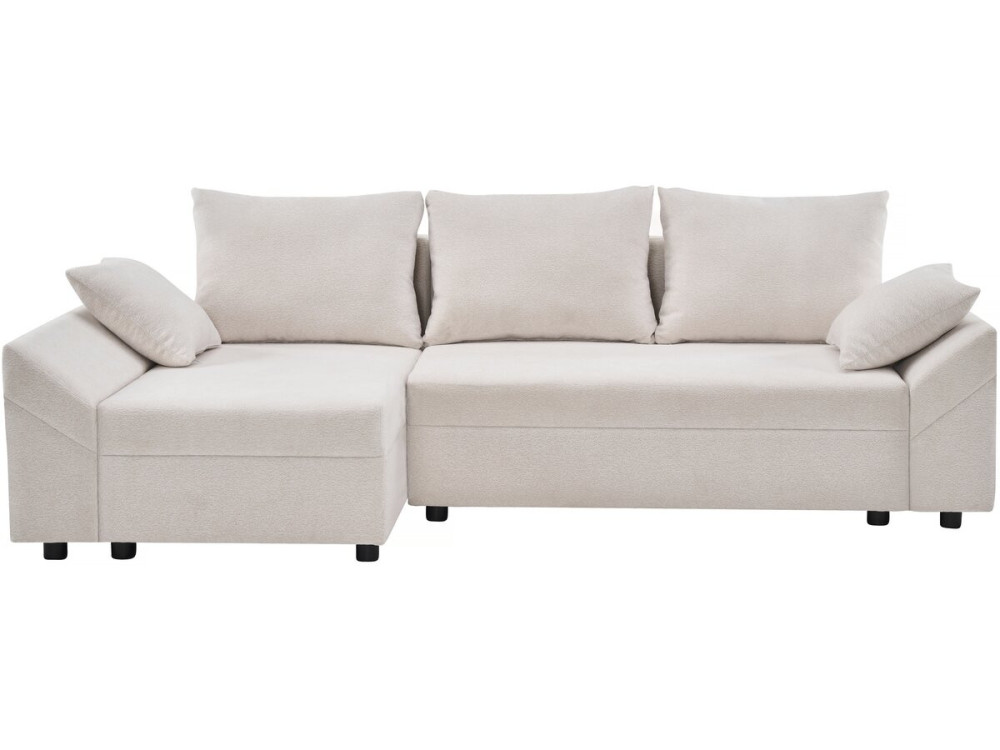 Sofá esquinero convertible y reversible "Vaugirard II" en tejido texturizado - 3 plazas - Beige