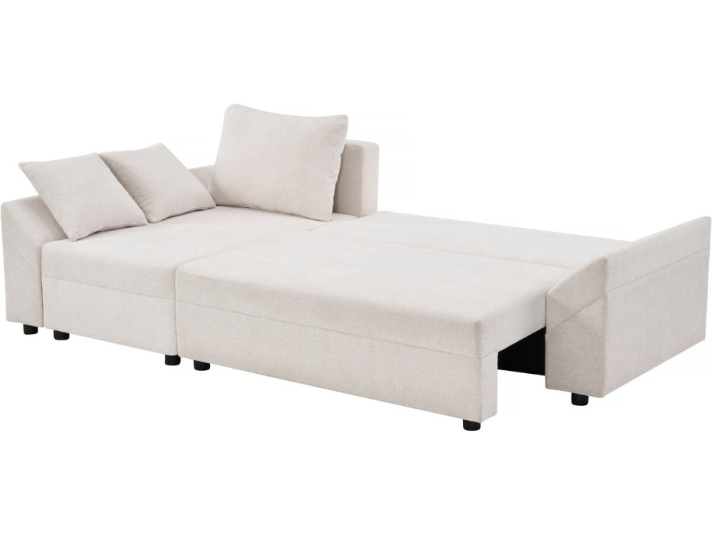 Sofá esquinero convertible y reversible "Vaugirard II" en tejido texturizado - 3 plazas - Beige