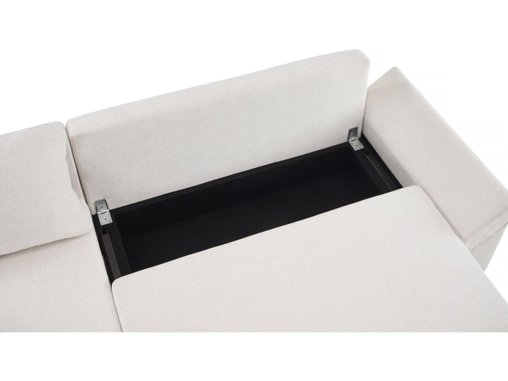Sofá esquinero convertible y reversible "Vaugirard II" en tejido texturizado - 3 plazas - Beige