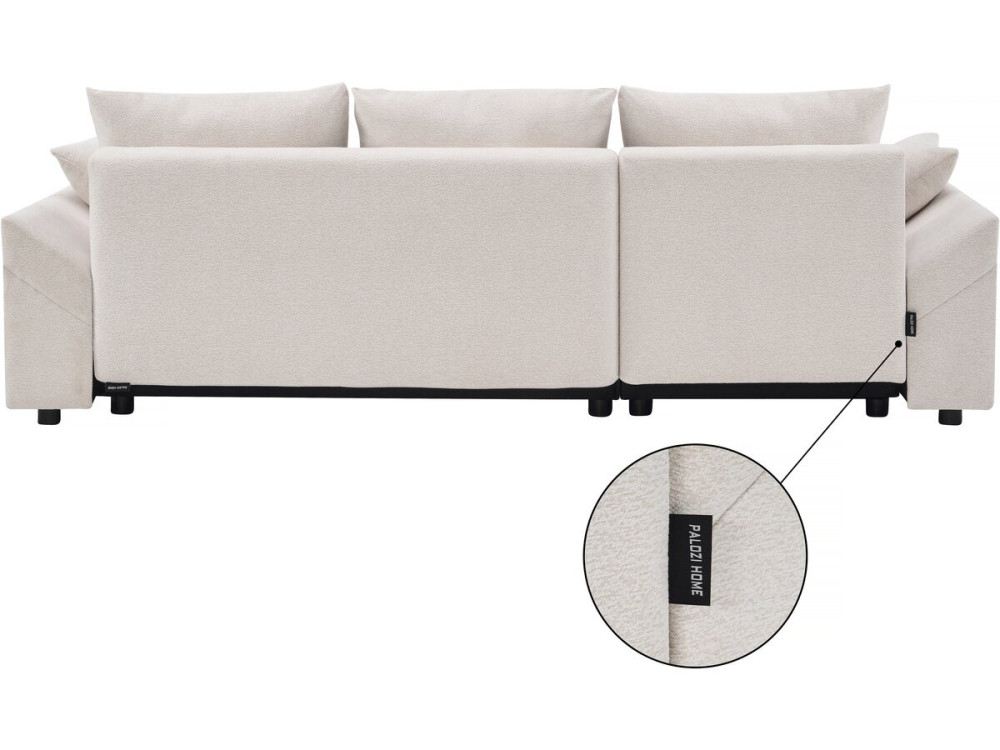 Sofá esquinero convertible y reversible "Vaugirard II" en tejido texturizado - 3 plazas - Beige