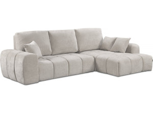 Sofá cama esquinero derecho en tejido chenilla "Verneuil" - 3 plazas - Beige