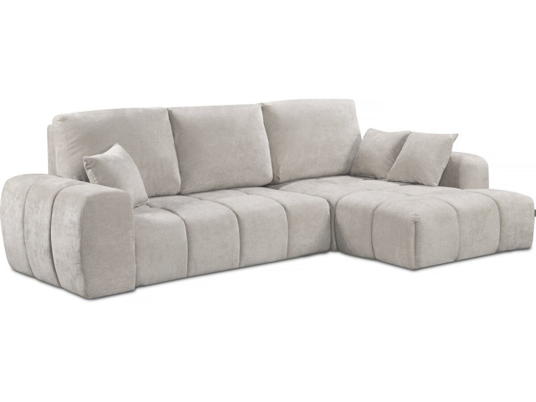 Sofá cama esquinero derecho en tejido chenilla "Verneuil" - 3 plazas - Beige