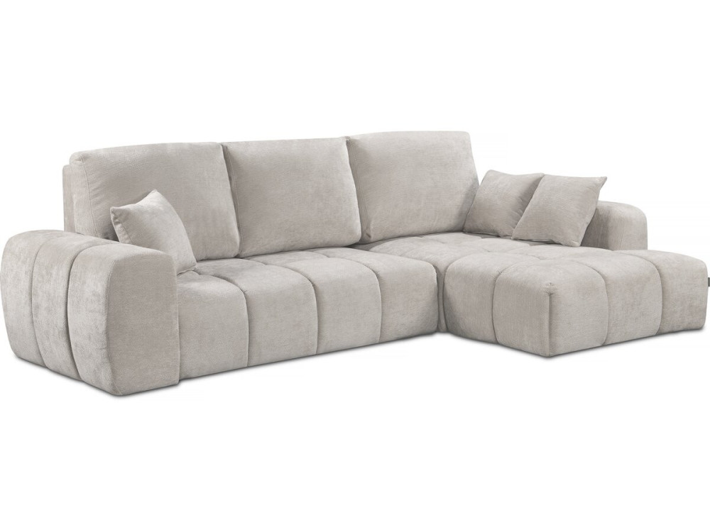 Sofá cama esquinero derecho en tejido chenilla "Verneuil" - 3 plazas - Beige