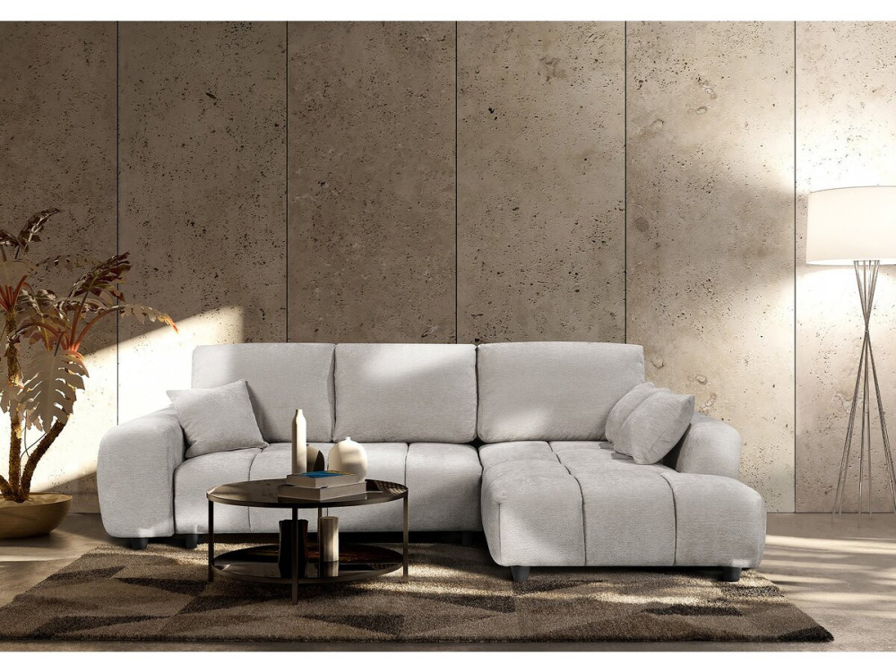 Sofá cama esquinero derecho en tejido chenilla "Verneuil" - 3 plazas - Beige