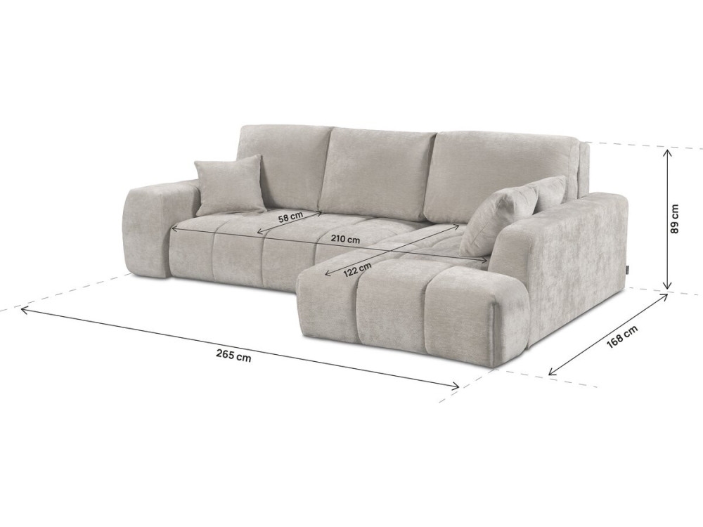 Sofá cama esquinero derecho en tejido chenilla "Verneuil" - 3 plazas - Beige