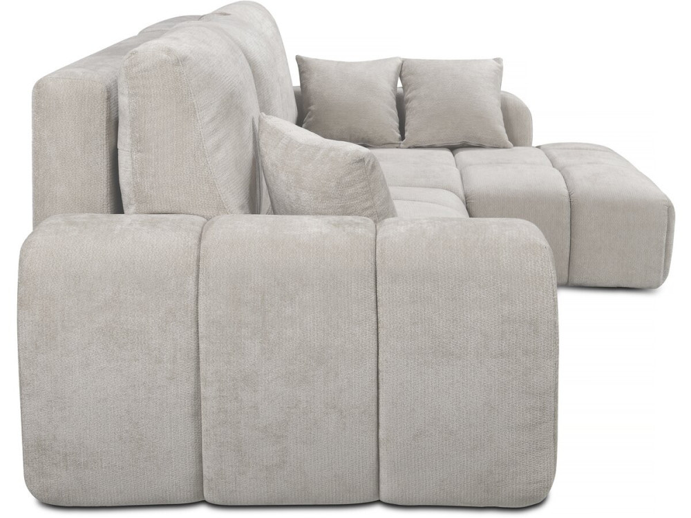 Sofá cama esquinero derecho en tejido chenilla "Verneuil" - 3 plazas - Beige