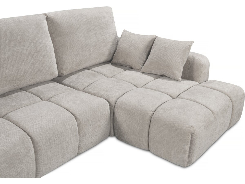 Sofá cama esquinero derecho en tejido chenilla "Verneuil" - 3 plazas - Beige