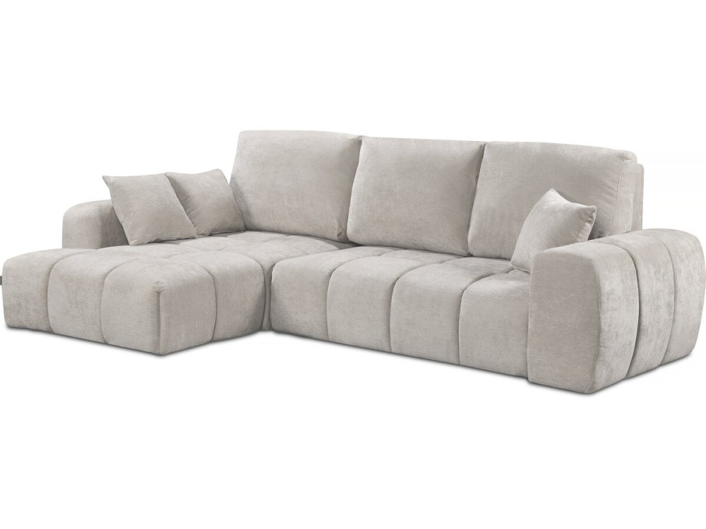 Sofá cama esquinero izquierdo en tejido chenilla "Verneuil" - 3 plazas - Beige