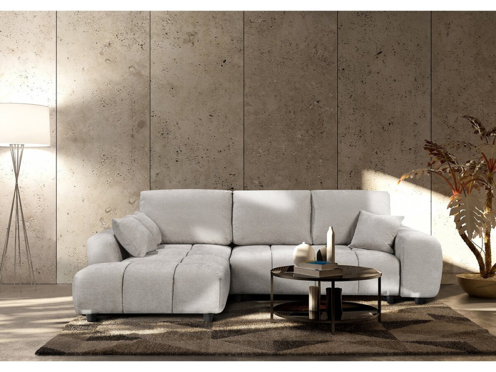 Sofá cama esquinero izquierdo en tejido chenilla "Verneuil" - 3 plazas - Beige