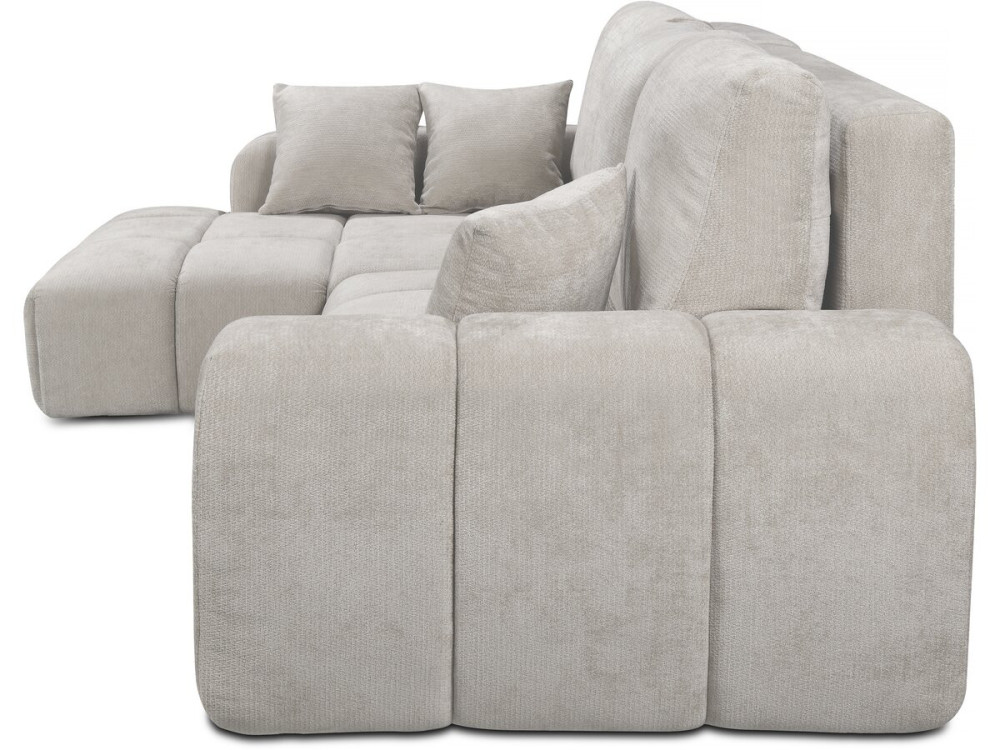 Sofá cama esquinero izquierdo en tejido chenilla "Verneuil" - 3 plazas - Beige