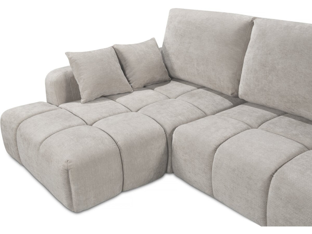 Sofá cama esquinero izquierdo en tejido chenilla "Verneuil" - 3 plazas - Beige
