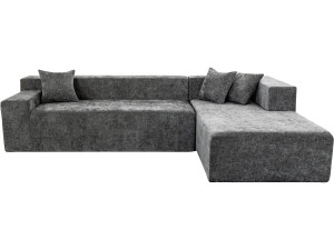 Sofá esquinero de tela texturizada «Tessaro» - 4 plazas - Gris