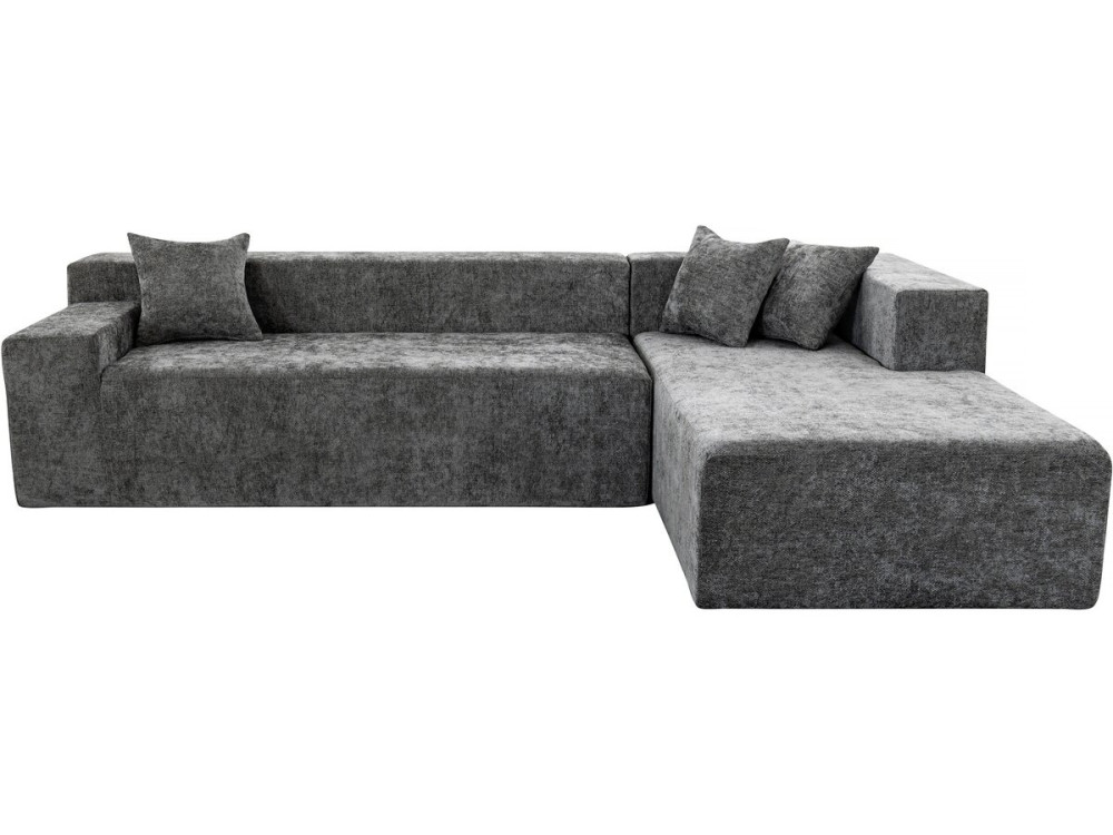 Sofá esquinero de tela texturizada «Tessaro» - 4 plazas - Gris