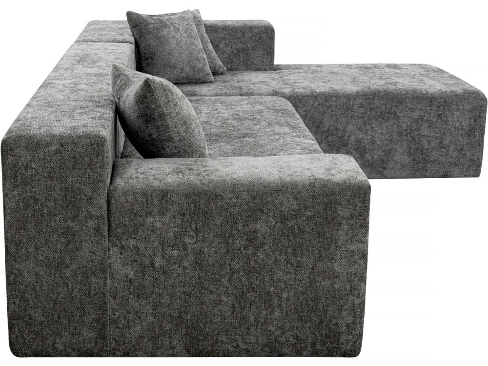 Sofá esquinero de tela texturizada «Tessaro» - 4 plazas - Gris