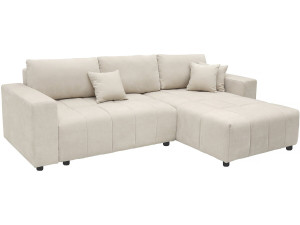 Sofá cama esquinero "George" 4 plazas estilo burbuja en tejido chenilla - Beige