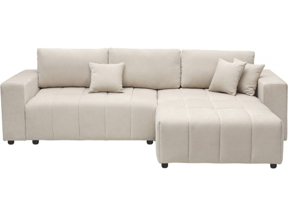 Sofá cama esquinero "George" 4 plazas estilo burbuja en tejido chenilla - Beige