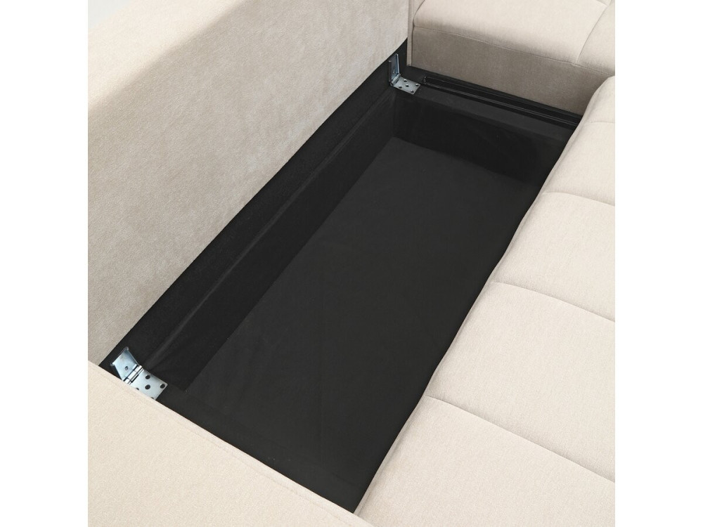 Sofá cama esquinero "George" 4 plazas estilo burbuja en tejido chenilla - Beige