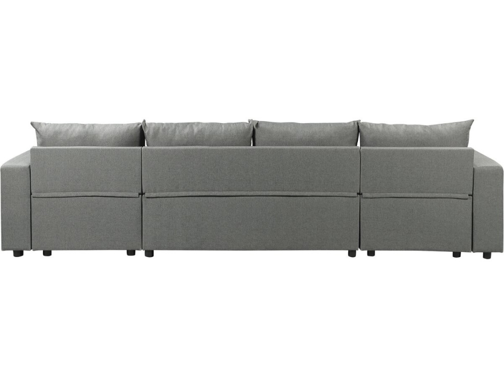 Sofá cama esquinero panorámico "Victor" de tela - 4 plazas - Gris
