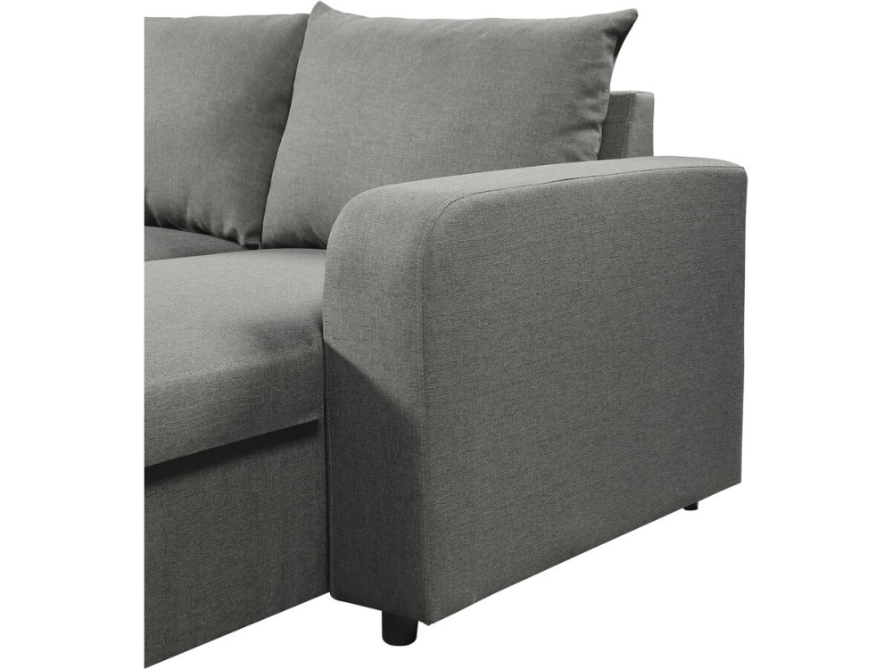 Sofá cama esquinero panorámico "Victor" de tela - 4 plazas - Gris