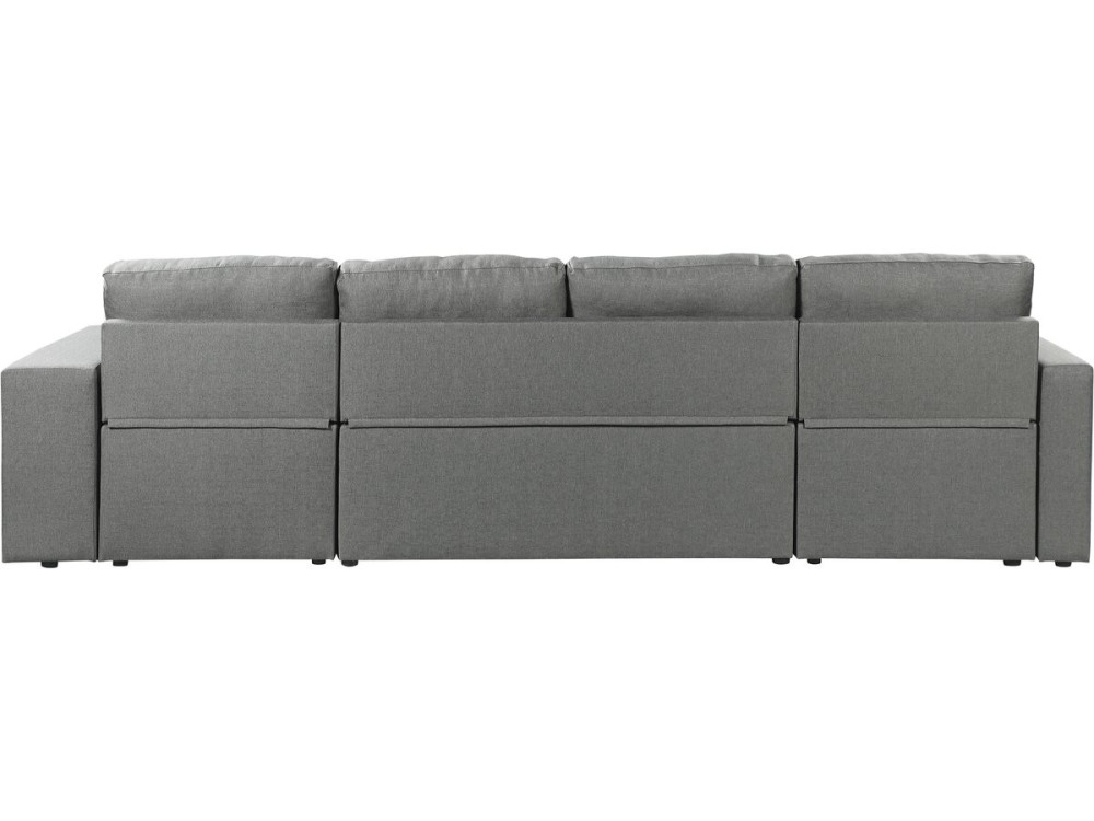 Sofá cama esquinero panorámico "Axel" de tela - 4 plazas - Gris