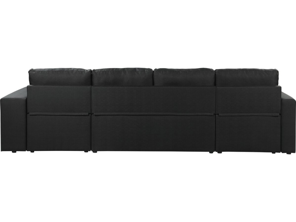 Sofá esquinero convertible de tela panorámica "Axel" - 4 plazas - Negro