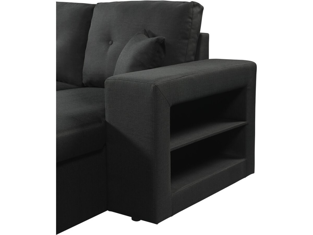 Sofá esquinero convertible de tela panorámica "Axel" - 4 plazas - Negro