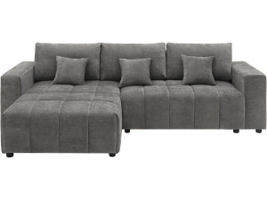 Sofá esquinero de tela reversible/convertible - "George" - 4 plazas - Gris