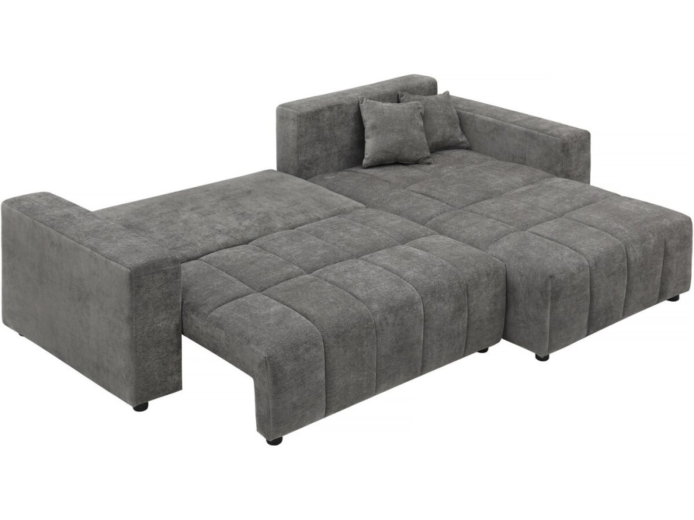Sofá esquinero de tela reversible/convertible - "George" - 4 plazas - Gris