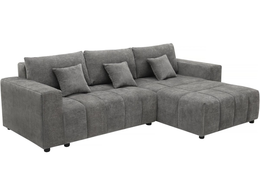 Sofá esquinero de tela reversible/convertible - "George" - 4 plazas - Gris