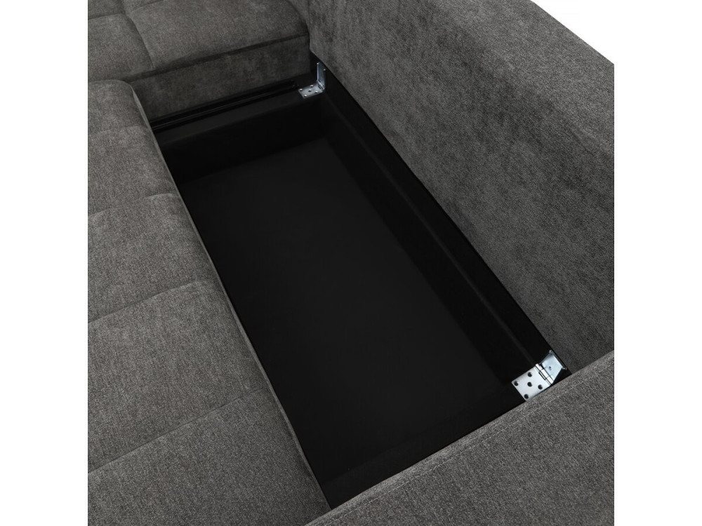 Sofá esquinero de tela reversible/convertible - "George" - 4 plazas - Gris