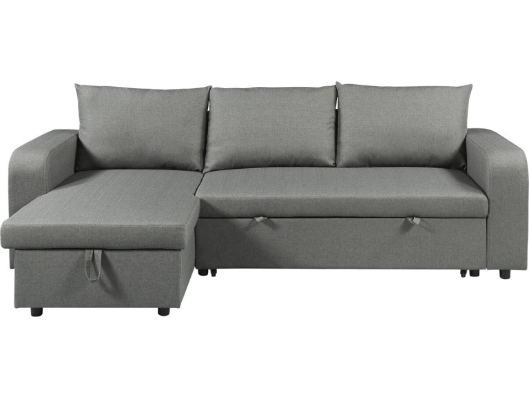 Sofá esquinero de tela reversible/convertible "Victor" - 3 plazas - Gris