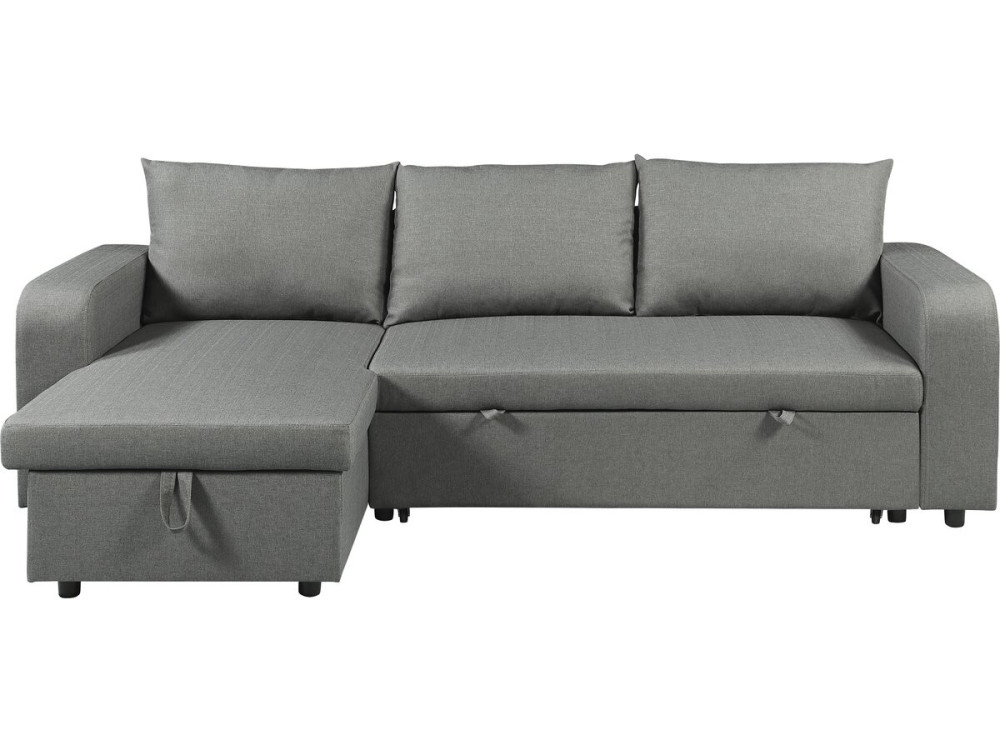 Sofá esquinero de tela reversible/convertible "Victor" - 3 plazas - Gris