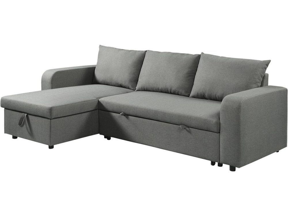 Sofá esquinero de tela reversible/convertible "Victor" - 3 plazas - Gris