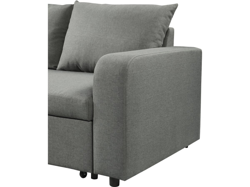 Sofá esquinero de tela reversible/convertible "Victor" - 3 plazas - Gris
