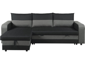 Sofá esquinero de tela reversible/convertible "Victor" - 3 plazas - Negro