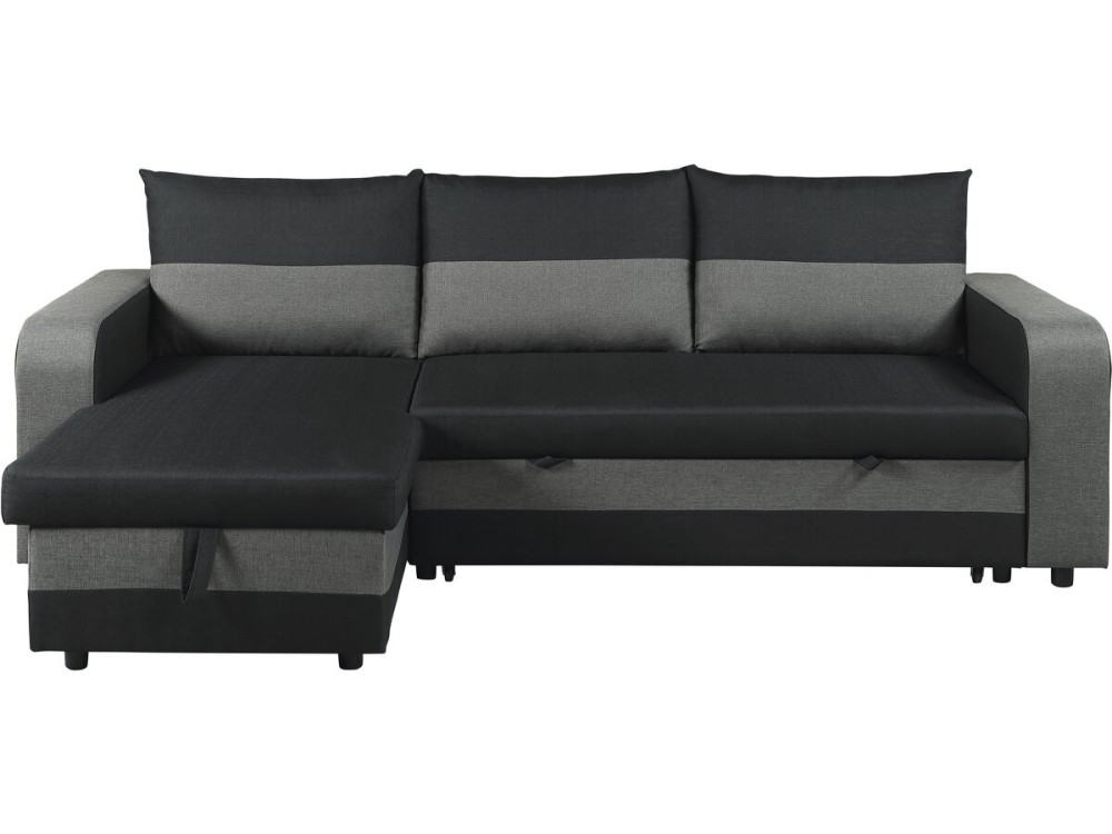 Sofá esquinero de tela reversible/convertible "Victor" - 3 plazas - Negro
