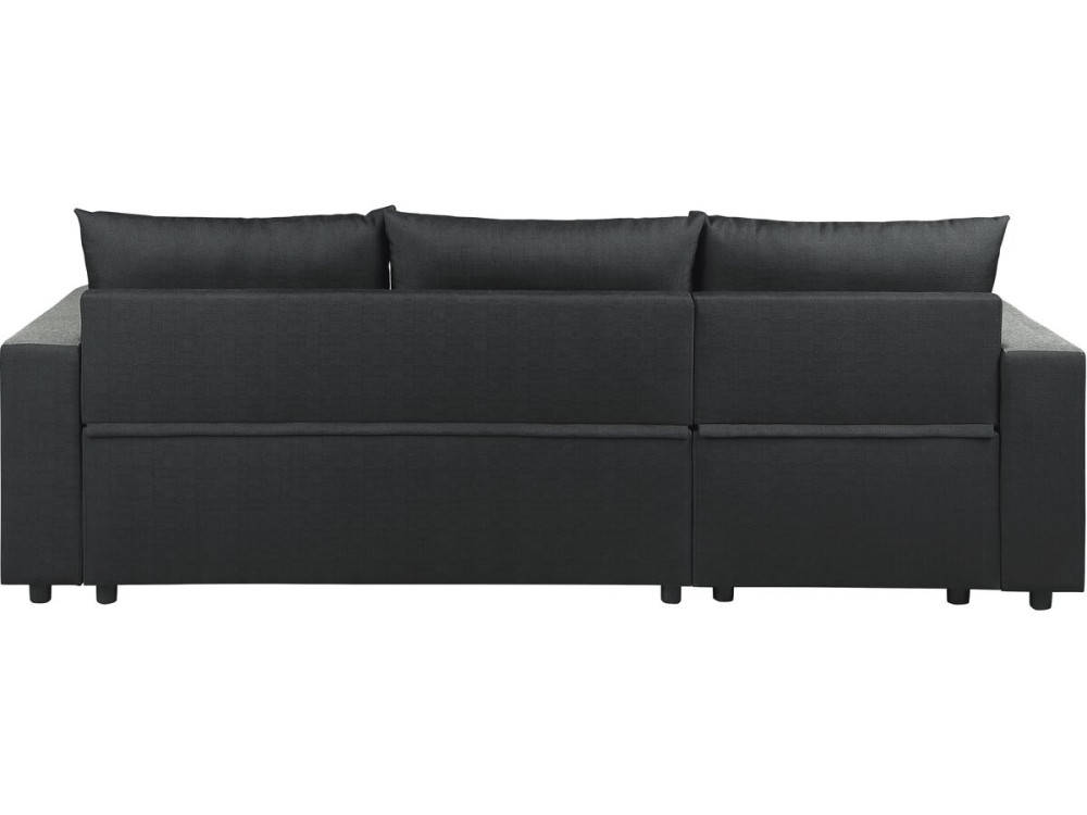 Sofá esquinero de tela reversible/convertible "Victor" - 3 plazas - Negro
