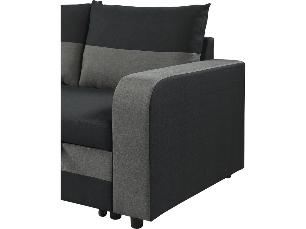 Sofá esquinero de tela reversible/convertible "Victor" - 3 plazas - Negro