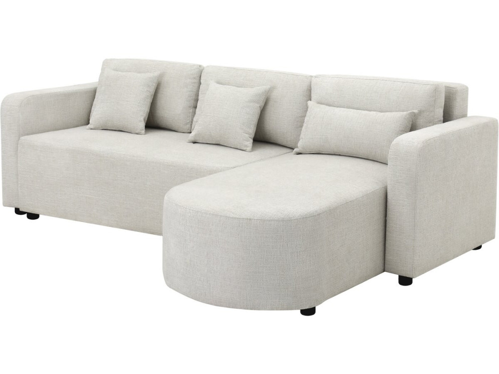 Sofá esquinero convertible/reversible de tela "Charles" - 3 plazas - Beige