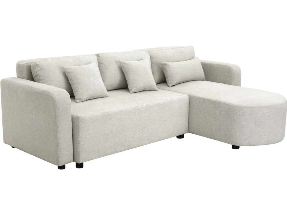 Sofá esquinero convertible/reversible de tela "Charles" - 3 plazas - Beige