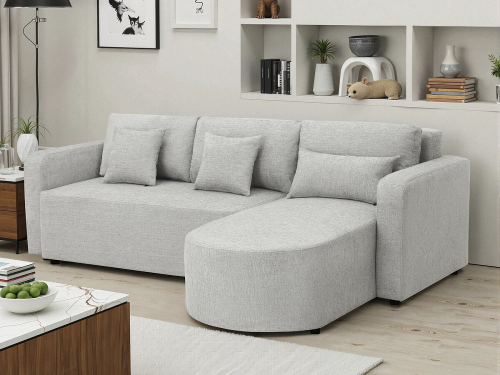 Sofá esquinero convertible y reversible de tela "Charles" - 3 plazas - Gris